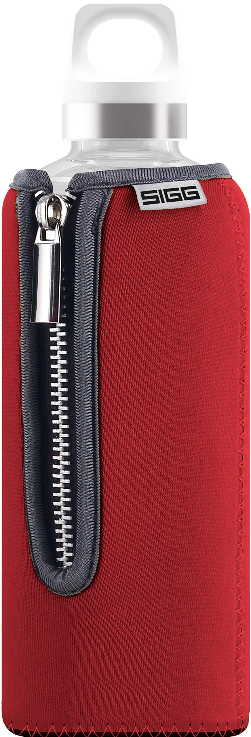 sigg-stella-trinkflasche-0-5-l-rot-glasflasche-mit-abnehmbarer-neoprenh-lle-ausl image 1