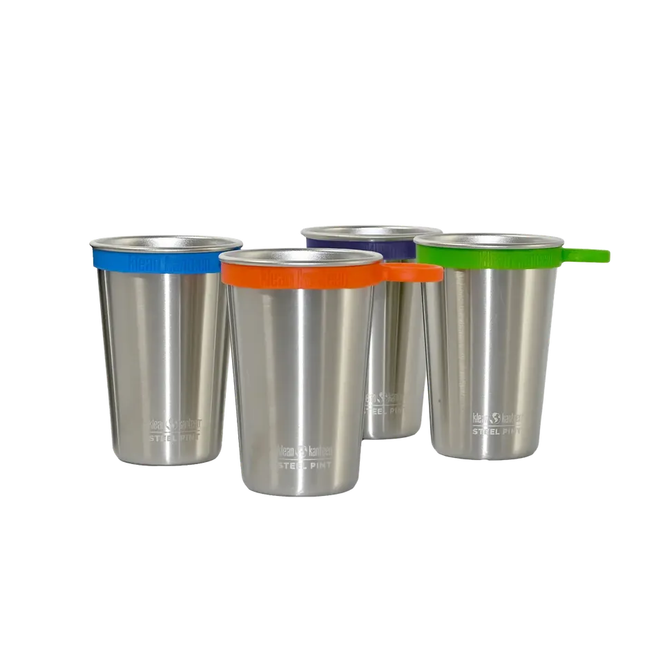 klean-kanteen-pint-cup-473-ml-edelstahl-trinkbecher-4er-set-4-silikon-trageringe image 1