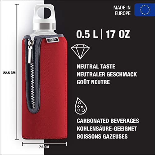 sigg-stella-trinkflasche-0-5-l-rot-glasflasche-mit-abnehmbarer-neoprenh-lle-ausl image 8