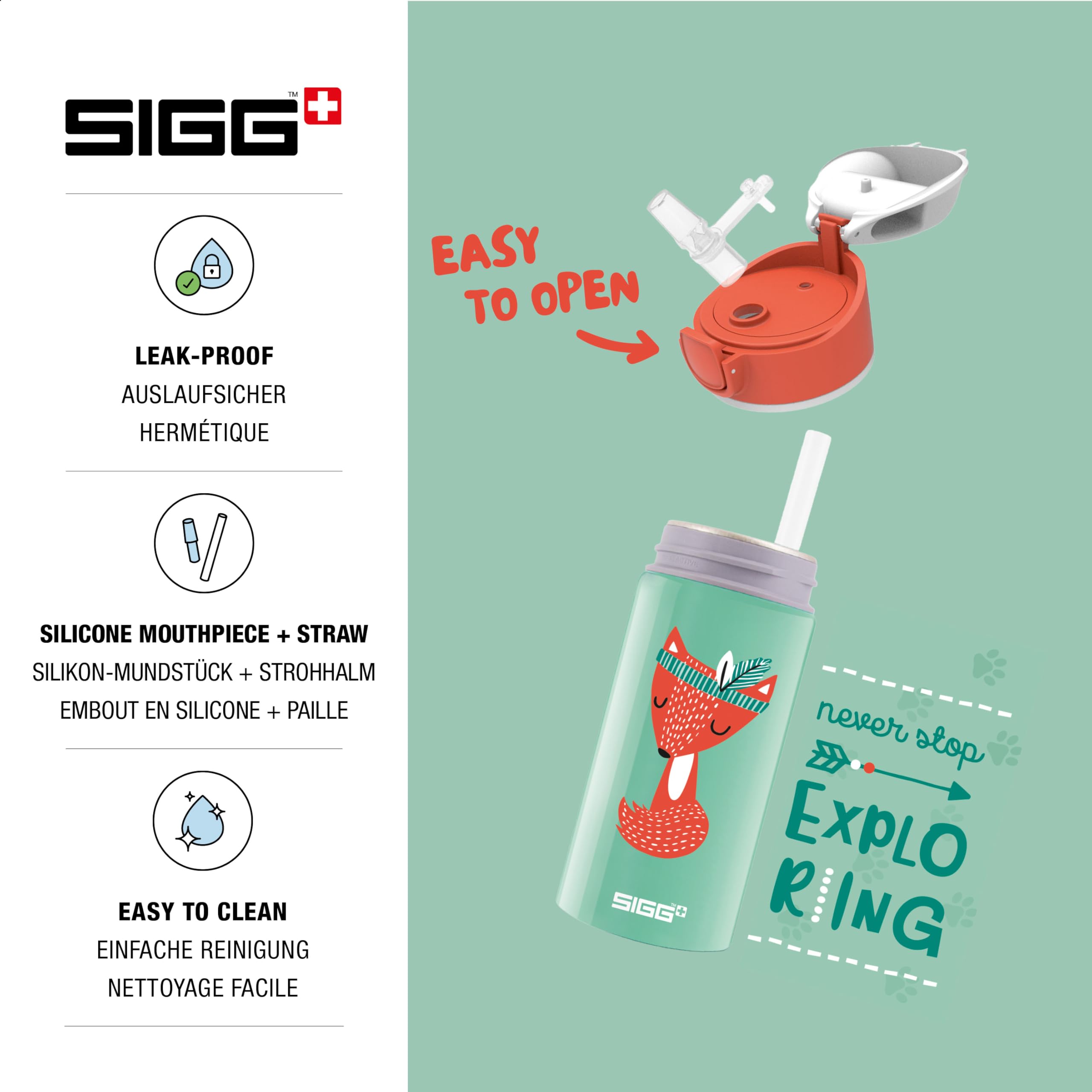 sigg-miracle-peaceful-kinder-trinkflasche-mit-trinkhalm-auslaufsicher-federleich image 3
