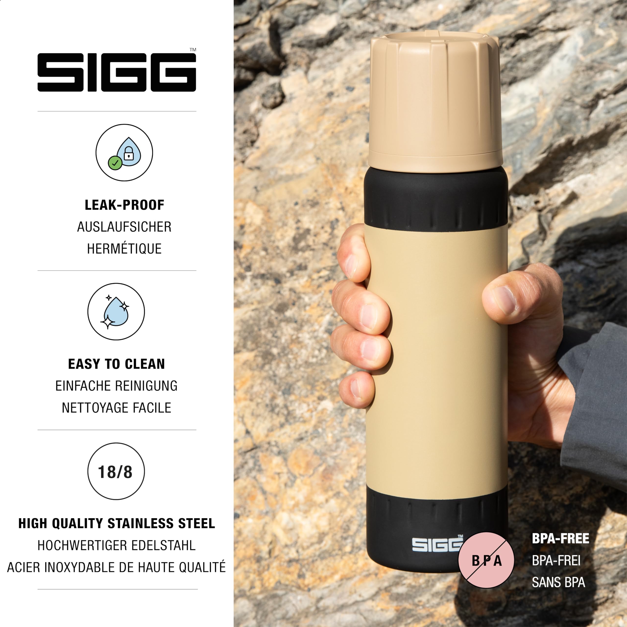 sigg-alpine-star-thermosflasche-0-75-l-caramel-sand-mit-trinkbecher-vakuumisolie image 4