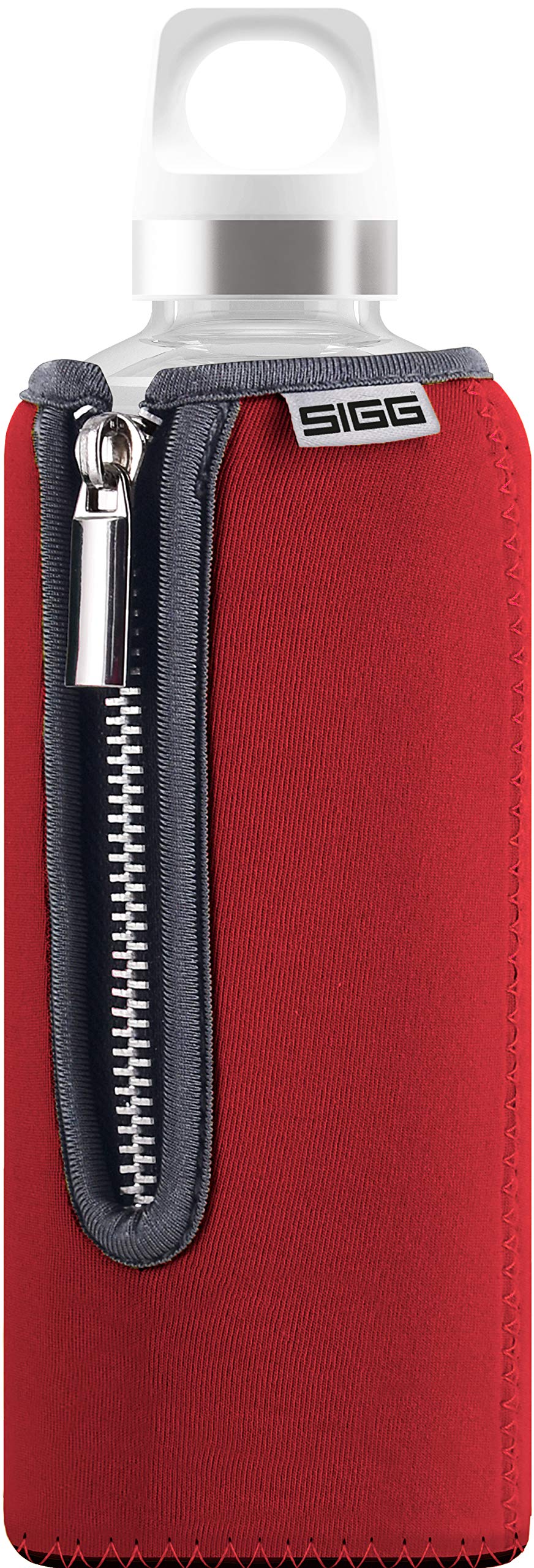 sigg-stella-trinkflasche-0-5-l-rot-glasflasche-mit-abnehmbarer-neoprenh-lle-ausl image 1
