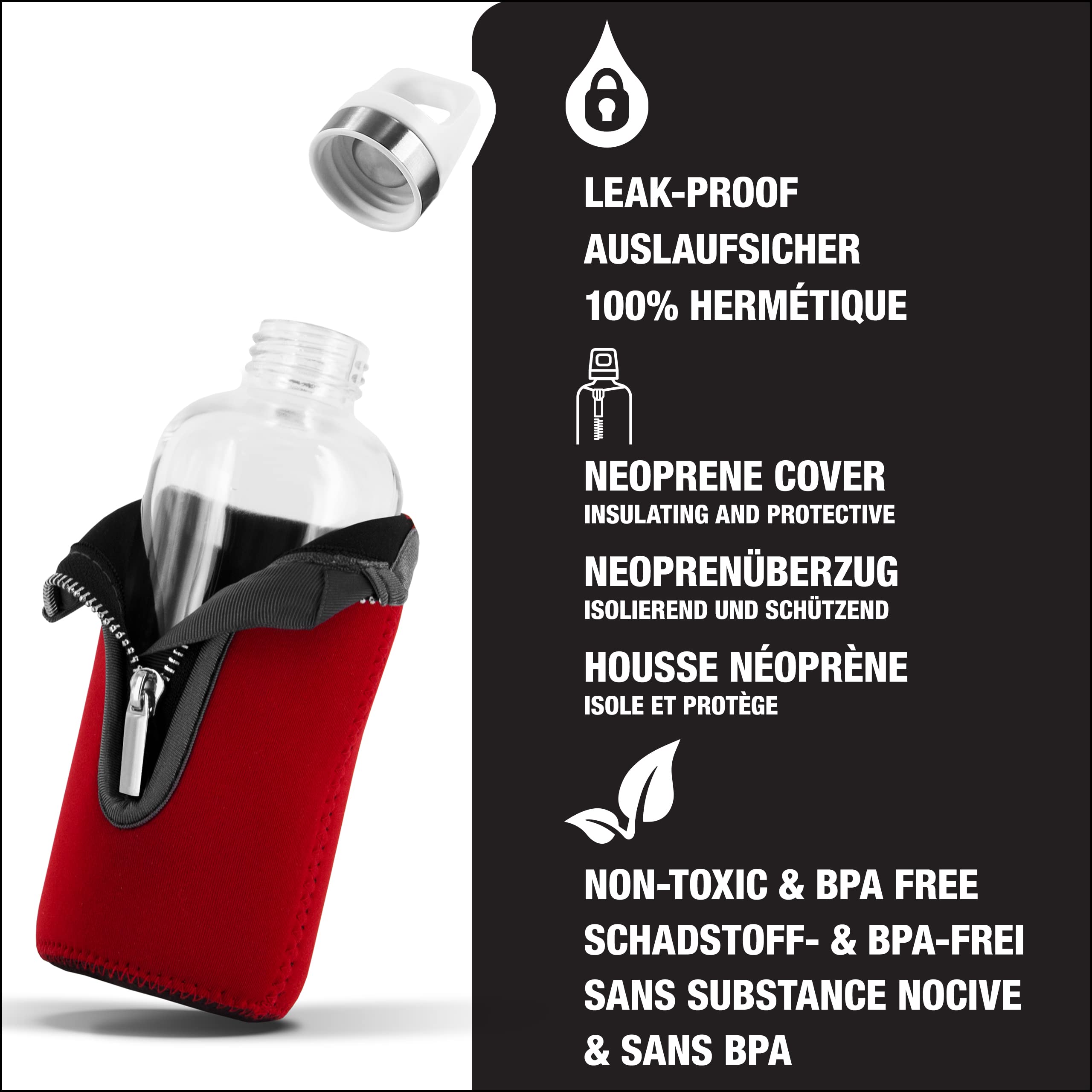 sigg-stella-trinkflasche-0-5-l-rot-glasflasche-mit-abnehmbarer-neoprenh-lle-ausl image 3