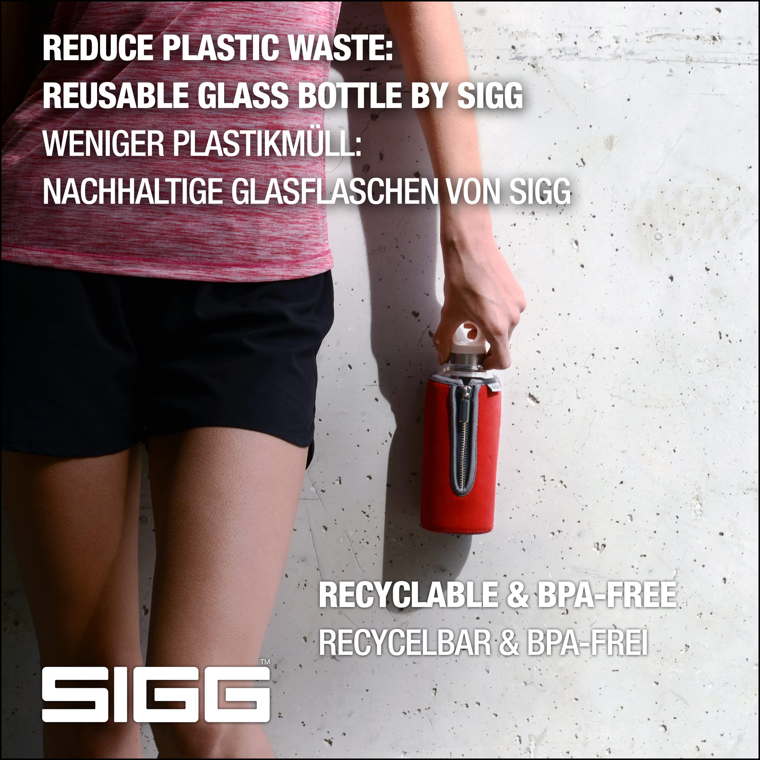 sigg-stella-trinkflasche-0-5-l-rot-glasflasche-mit-abnehmbarer-neoprenh-lle-ausl image 4