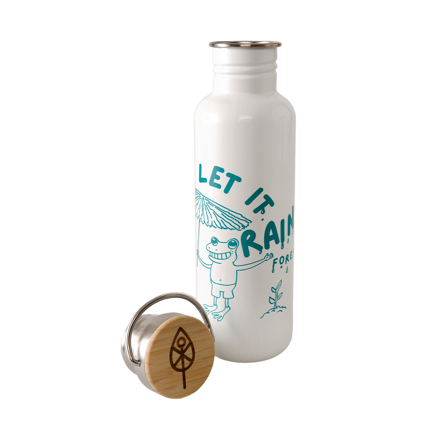 klean-kanteen-classic-let-it-rain-forest-800ml-edelstahl-trinkflasche-mit-bambus image 1