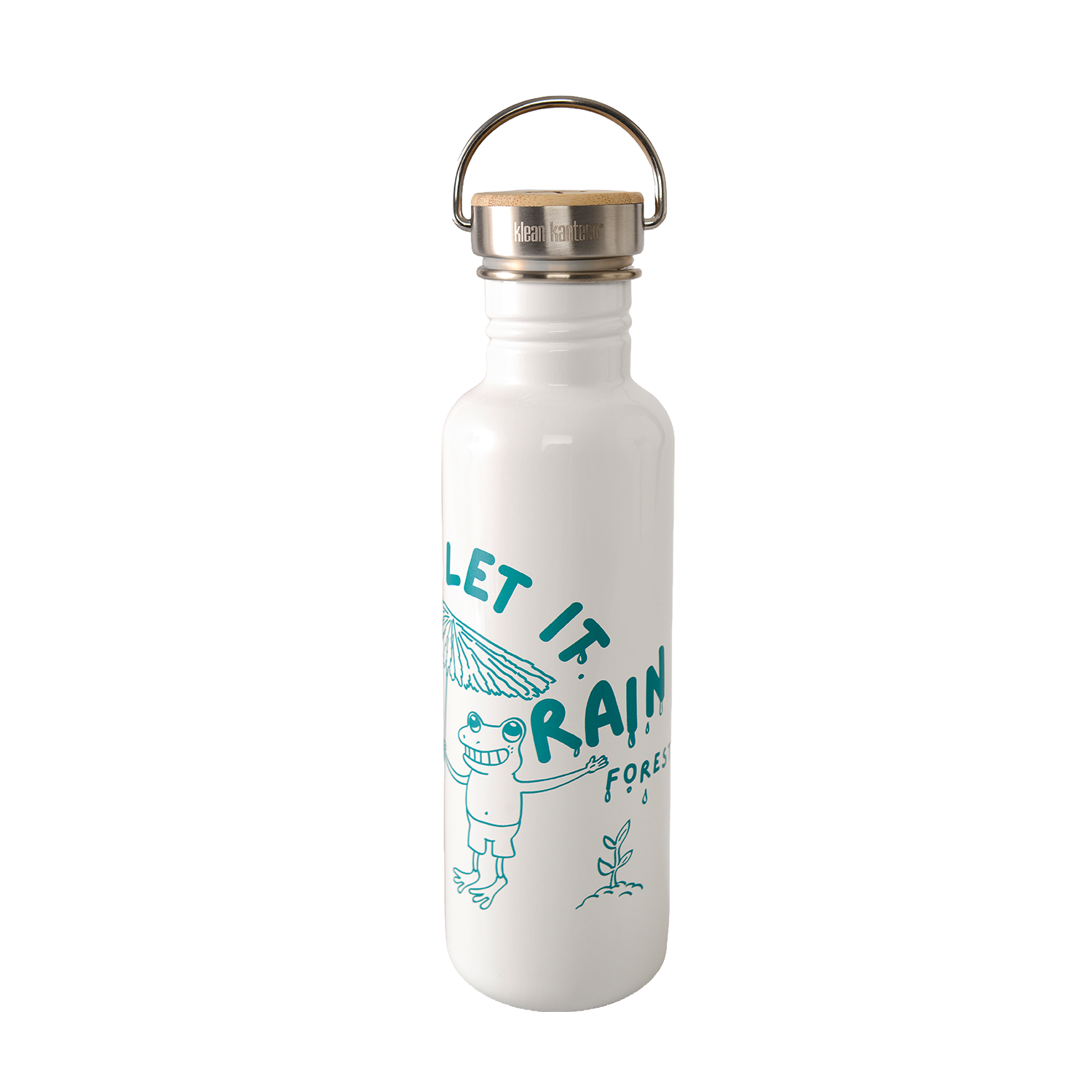 klean-kanteen-classic-let-it-rain-forest-800ml-edelstahl-trinkflasche-mit-bambus image 3