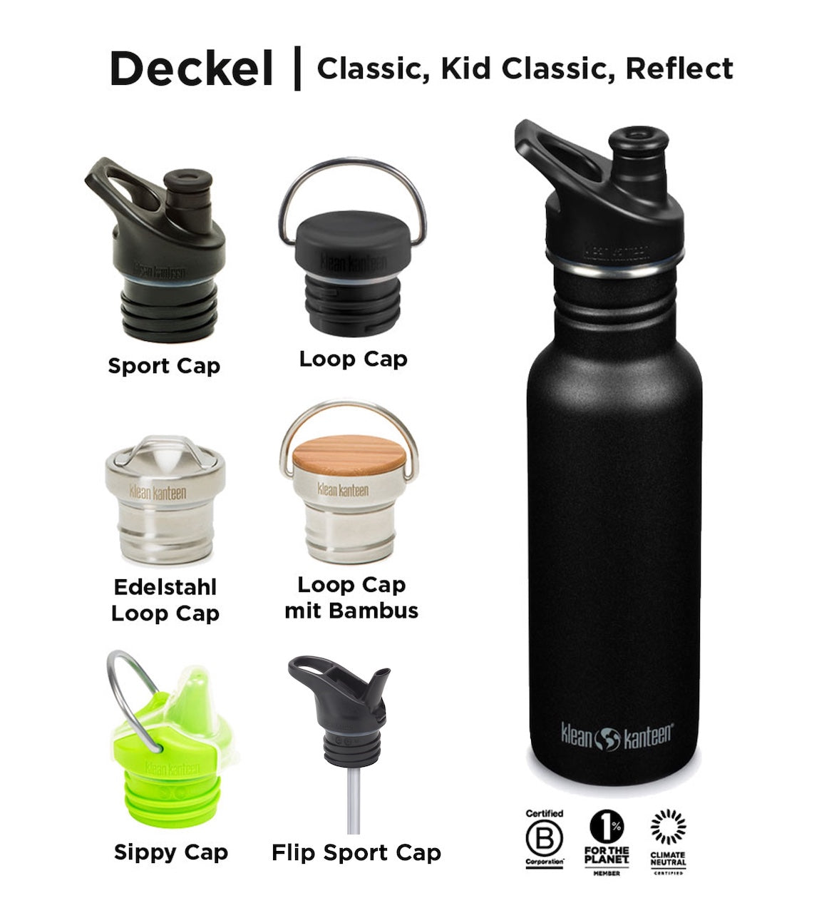 klean-kanteen-classic-532-ml-edelstahl-trinkflasche-mit-sport-cap-schmales-desig image 3